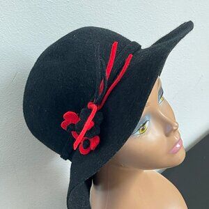 Vintage women's hat Black felt hat Fancy classic hat Made in Russia PASSAGE Wide